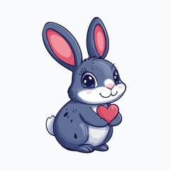 A cartoon rabbit with a heart in his hand vector illustration 