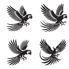 Fototapeta premium black Vector Silhouette of a Macaw on White Background