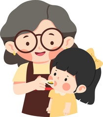 mother is giving medicine to her child