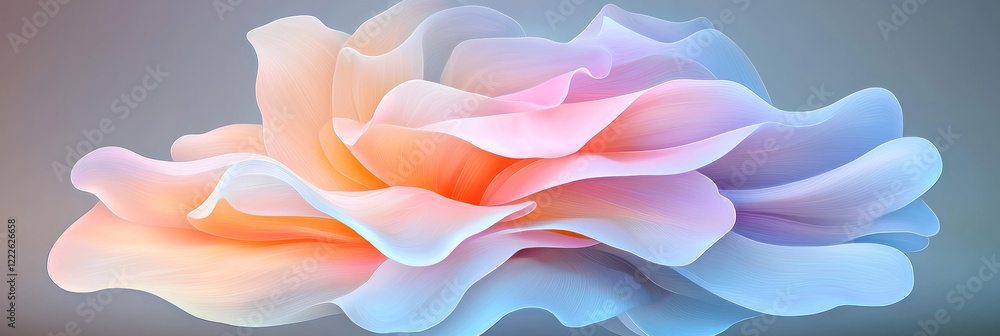 Poster a serene image of a single blooming orchid petal with intricate veins and subtle color gradients, em