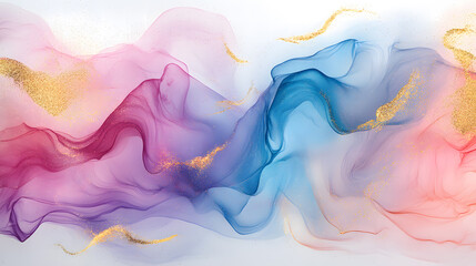 Obraz premium Elegant Abstract Fluid Art with Pastel Tones and Gold Accents