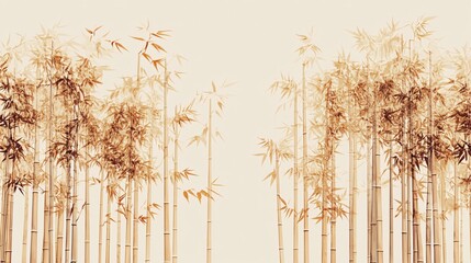 Obraz premium Green bamboo stems and leaves seamless pattern. Illustration for your design.