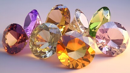 Stunning Collection of Colorful Gemstones, Vibrant Precious Stones, Sparkling Jewels, Luxury Diamonds, Gem Facets,  Round Cut Gems
