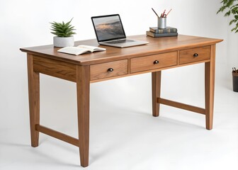 desk with laptop