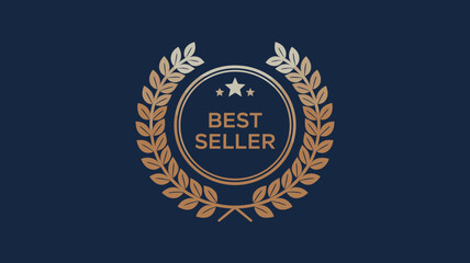 Fototapeta premium Best Seller Badge with Laurel and Gold Stars