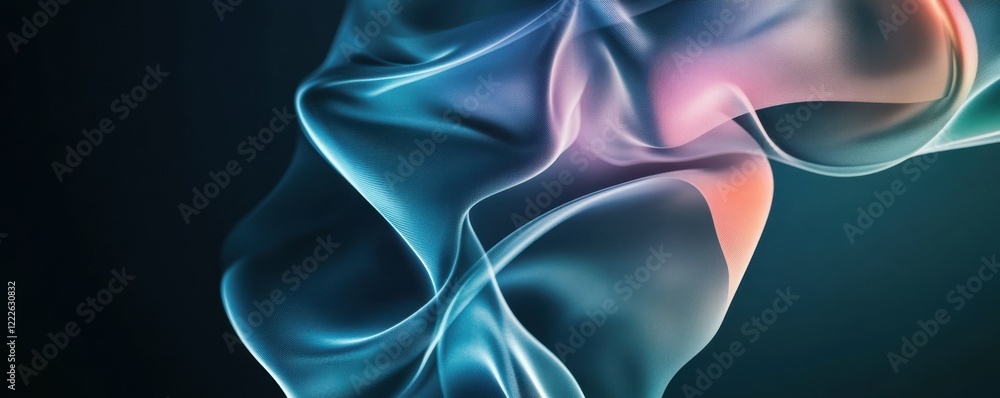 Poster abstract fluid waveforms in vibrant colors on dark background