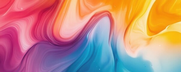 Colorful abstract swirl with vibrant red, orange, and blue fluid patterns