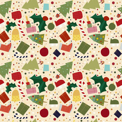 Cute Christmas digital paper seamless pattern