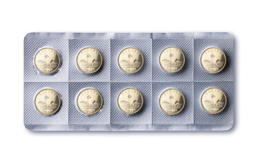 Canadian dollar in blister pack