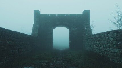 Heavily Fortified Checkpoint Surrounded by Fog and Mystery