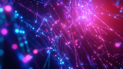 Naklejka premium Colorful digital patterns create a captivating abstract visual effect in a high-tech environment during the night