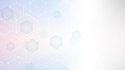 Health care abstract background with hexagons, lines and dots. Medical innovation banner template concept. Biology and pharmaceutical technology background. Vector illustration.