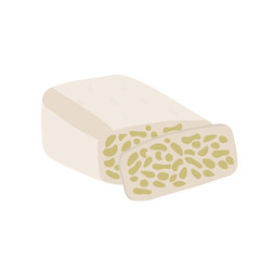 tempeh slices isolated on white background