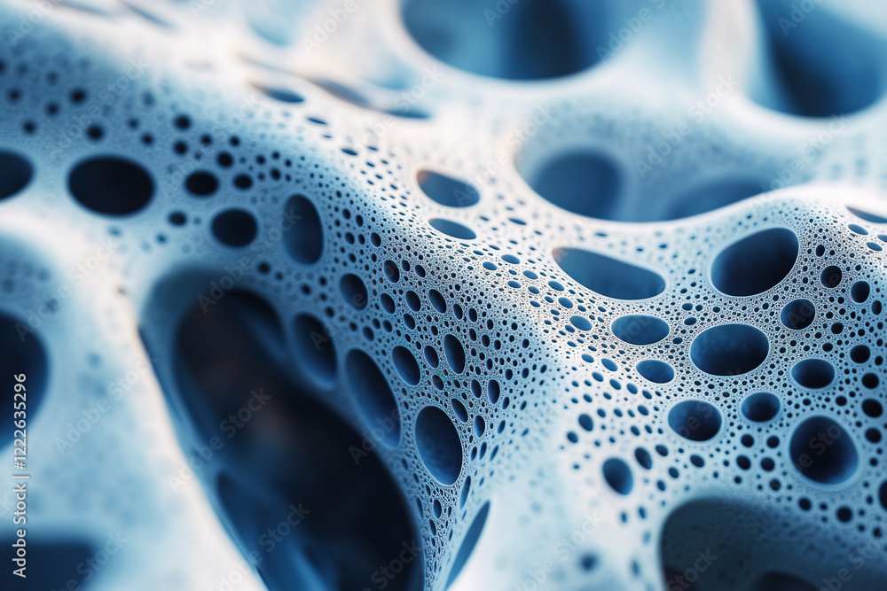 Poster intricate patterns of blue textures showcase a fascinating structure in vibrant detail under natural