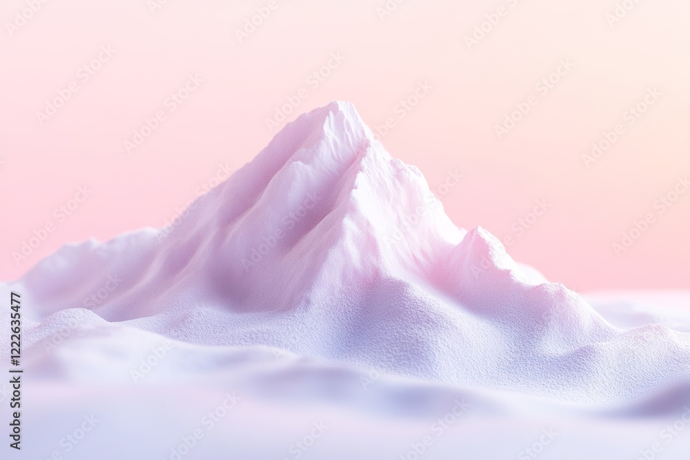 Poster a conceptual mountain features soft pastel tones and shimmering peaks, symbolizing growth and resili