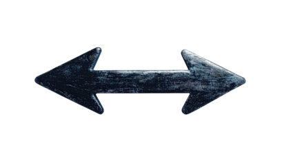 Black arrow icon in flat style, isolated on transparency background, symbolizes direction and movement