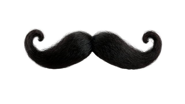 stylish black mustache with curled ends, perfect for adding character
