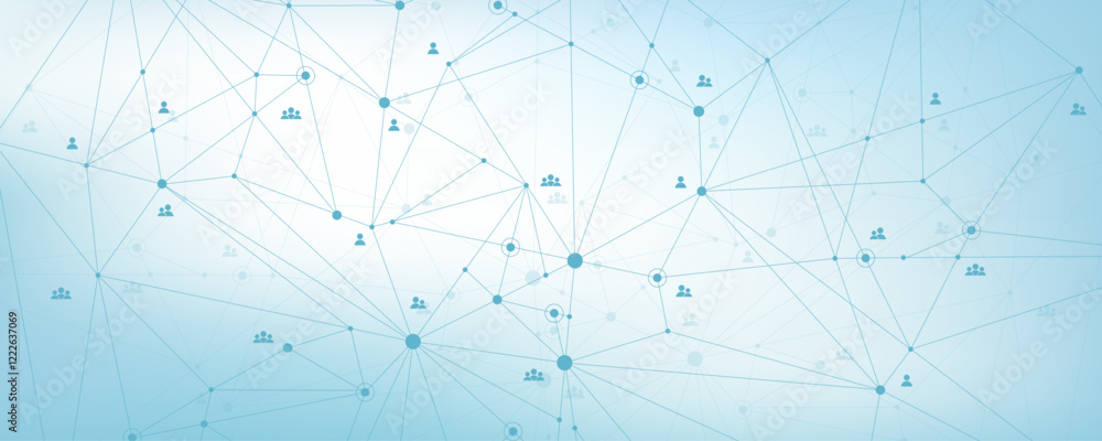 Poster Social network communication concept. Global network connection abstract background. Deep web vector. Horizontal header web banner. Internet technology. Business. Science