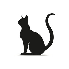 Black Cute Cat Silhouette Vector and Perfect for logos