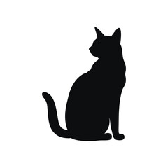 Black Cute Cat Silhouette Vector and Perfect for logos