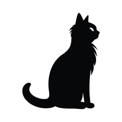 Black Cute Cat Silhouette Vector and Perfect for logos