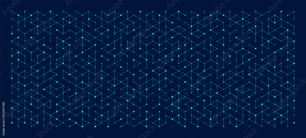 Poster Hexagonal digital abstract background. Technology concept with lines, dots and hexagons for poster, flyer, banner, header, footer, presentation