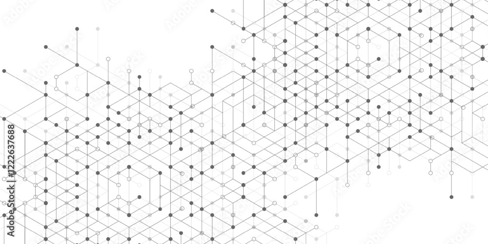 Aufkleber hexagonal digital abstract background. technology concept with lines, dots and hexagons for poster, 