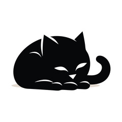 Black Cute Cat Silhouette Vector and Perfect for logos