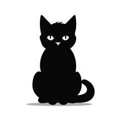 Black Cute Cat Silhouette Vector and Perfect for logos