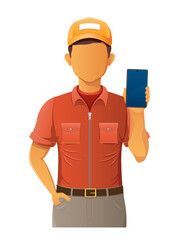 delivery young man courier service vector illustration isolated on white background