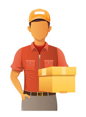 delivery young man courier service vector illustration isolated on white background