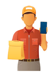 delivery young man courier service vector illustration isolated on white background