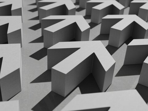 Many Arrows Pointer Signs on Concerte Background