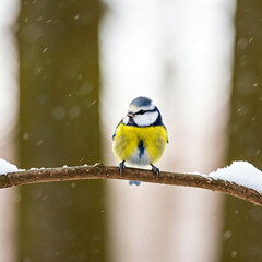 Obraz premium blue tit on a snow-covered branch