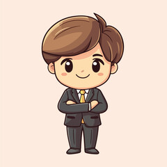 cute boy Businessman cartoon vector illustration 