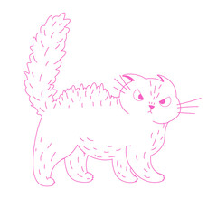 outlined drawn angry cat ready to fight