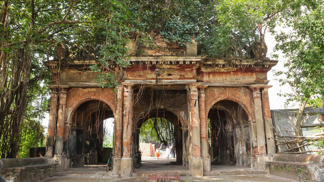 Intricately carved terracotta Damodar Jiu Temple in Jikhira, Bankura, West Bengal, India.