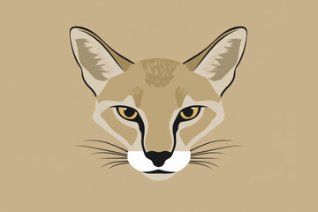Obraz premium Stylized illustration of cat face on beige background