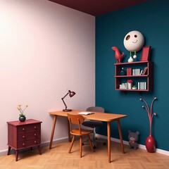 3d render of a child study room