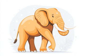 Fototapeta premium Cute cartoon elephant illustration with tusks