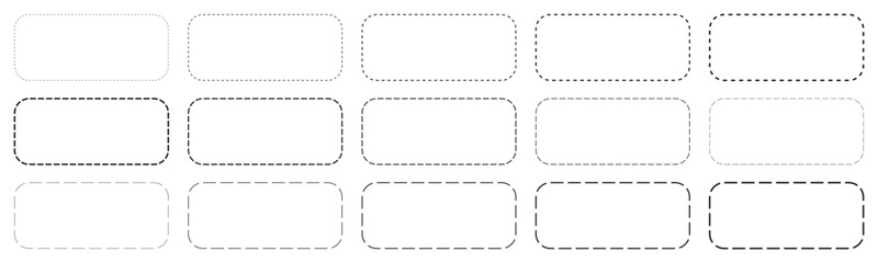Set of rounded rectangle frame styles with dashed borders