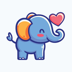 Cute elephant cartoon with heart vector illustration