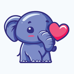 Cute elephant cartoon with heart vector illustration