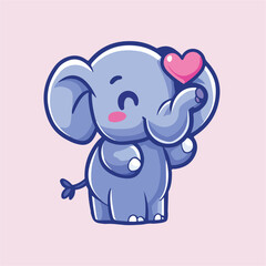 Cute elephant cartoon with heart vector illustration
