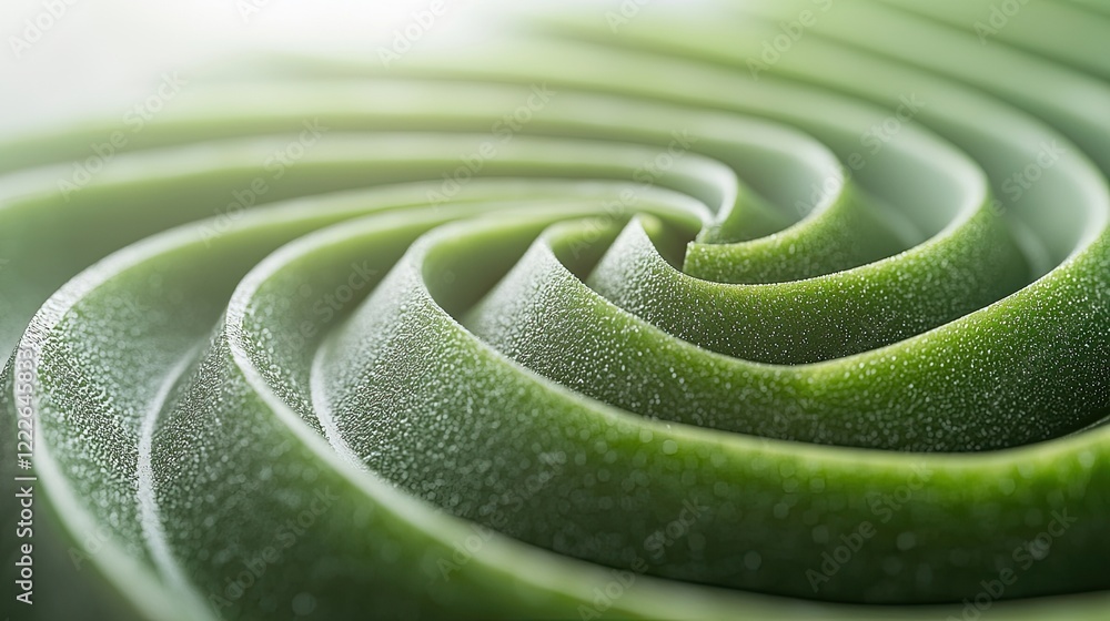 Poster intricate patterns of green waves created from natural materials in a soft light environment