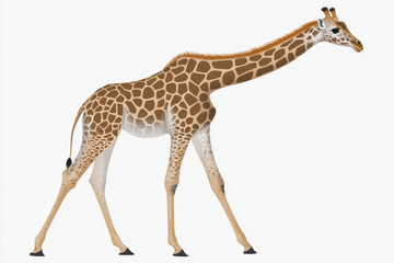 Naklejka premium Giraffe walking with calm expression in flat illustration