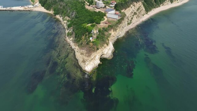 Aerial view of the Ancient Fortress at Saint Athanasius cape near town of Byala, Varna Region, Bulgaria