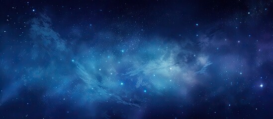 Obraz premium Vast nebula in deep blue and purple tones with scattered stars creating a stunning cosmic landscape of the Milky Way galaxy in the night sky