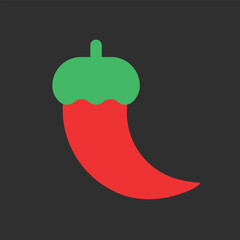 Red Hot Natural Chili Icon: Vector Illustration Template for Spicy Food