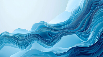 Three-dimensional paper waves with varying shades of blue. Ideal for abstract and textured visuals.